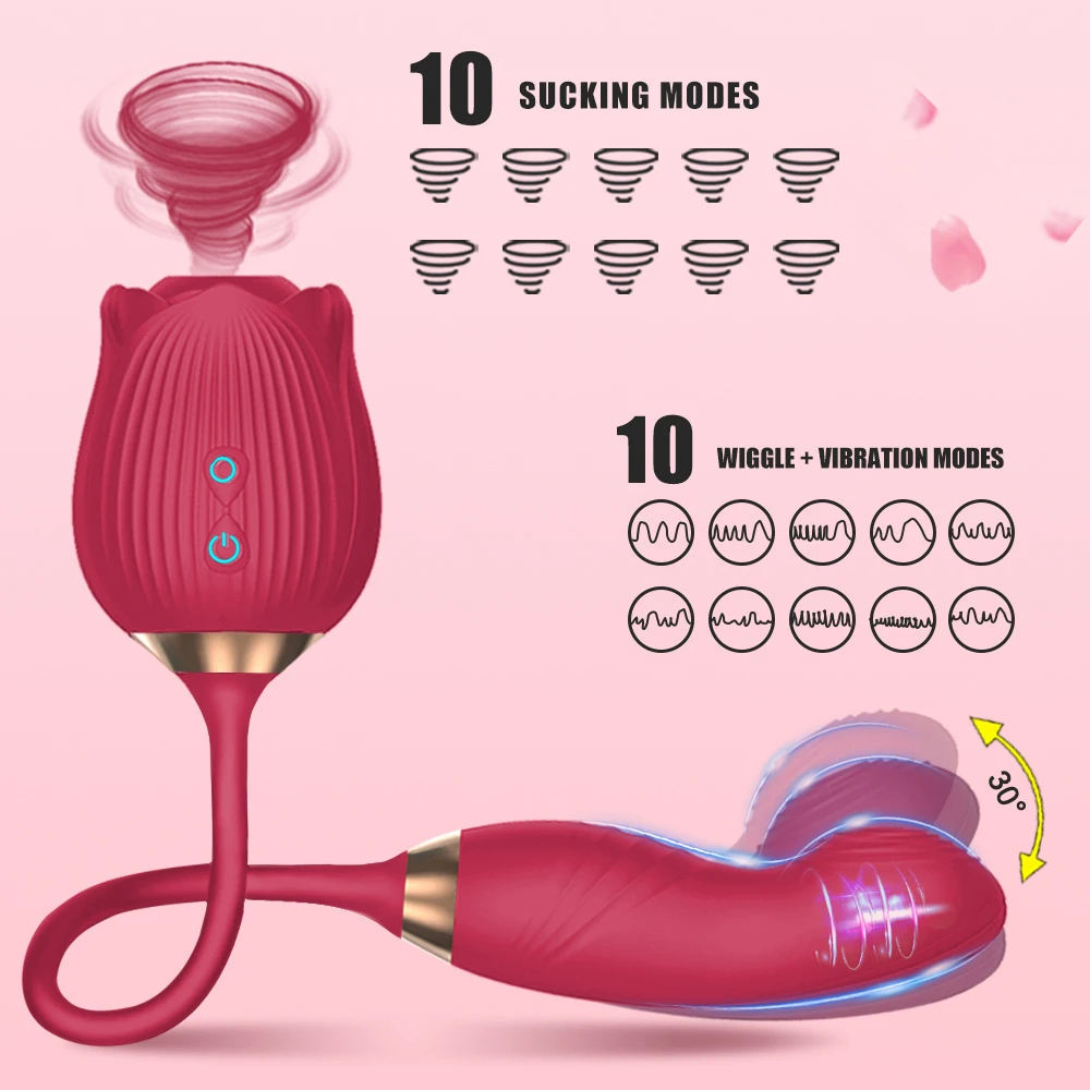 Rose-Sucking Vibrator for Women Swing Dildo Clit Sucker Nipple Clitoris Stimulation Vibrators Female Sex Toys for Adults