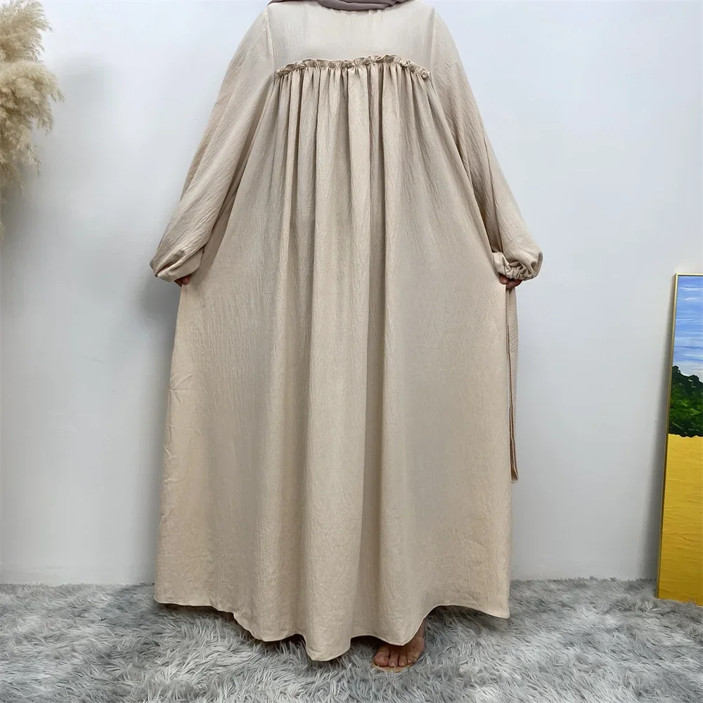Plain Abaya Crepe Muslim Long Dress Ramadan Eid Loose Abayas for Women Islam Prayer Outfit Hijab Robe Dubai Turkey Modest Kaftan