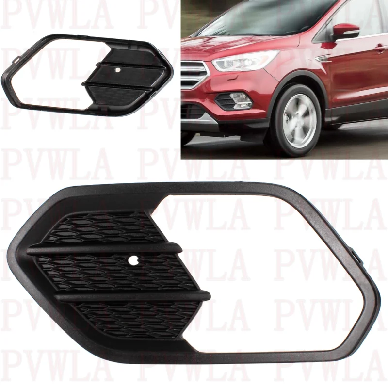 

Left Side Front Bumper Leather Grain Fog Lamp Light Grille Cover GV4J-17K947-AA/FO1038164 For Ford Escape Kuga 2017 2018 2019