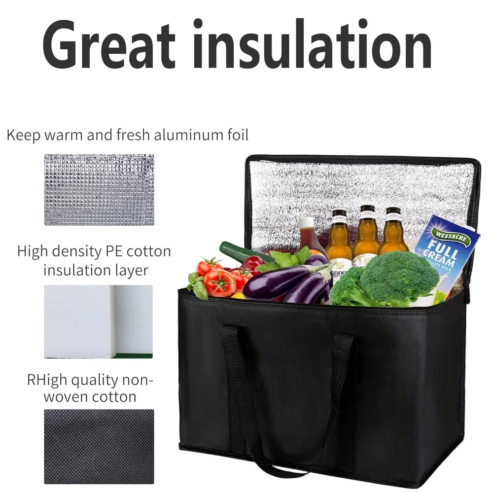 Cooler Bag Insulated Grocery Bags for Food Delivery Foldable Cooler Reusable Shopping Bags Collapsible Tote for Camping
