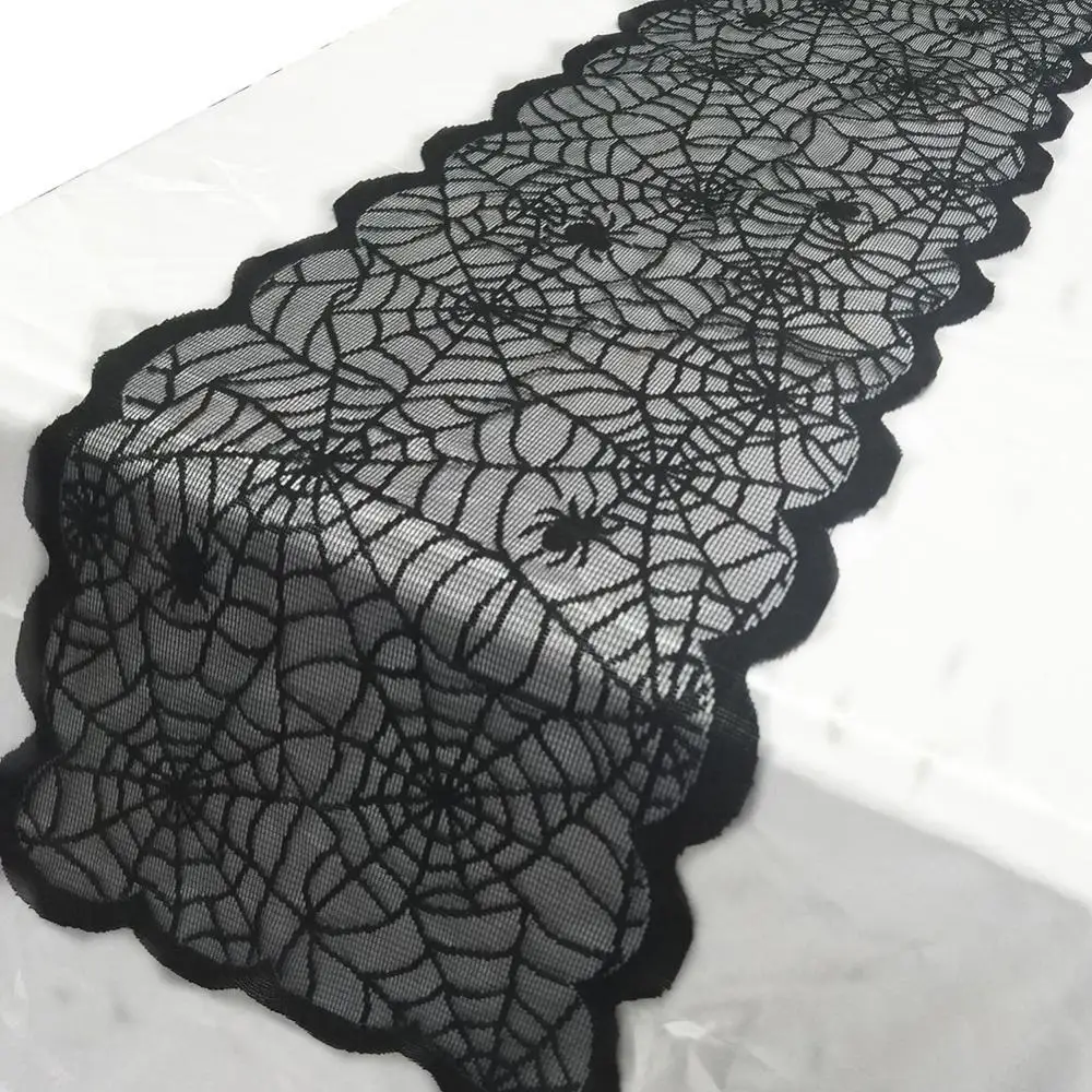183x33cm Table Runner Halloween Party Decoration Lace Spider Web Table Runner Cloth Cover