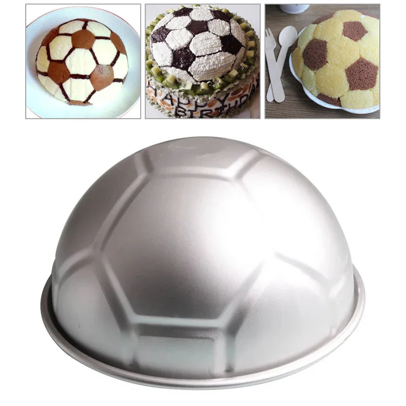 FootballHalfRoundBallShapedCakeMoldAluminumAlloy8inch3DFor