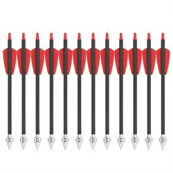 Set of 6/12 Pure Carbon Aluminum Crossbow Arrows with Steel Broadheads for Outdoor Shooting and Hunting (12PCS)