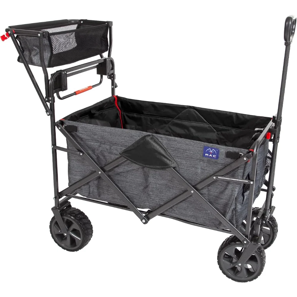 

Mac Sports 300LB Capacity Push Wagon with Wheels, Handle and Basket - Grocery Heavy Duty Wagon for Camping, Shopping