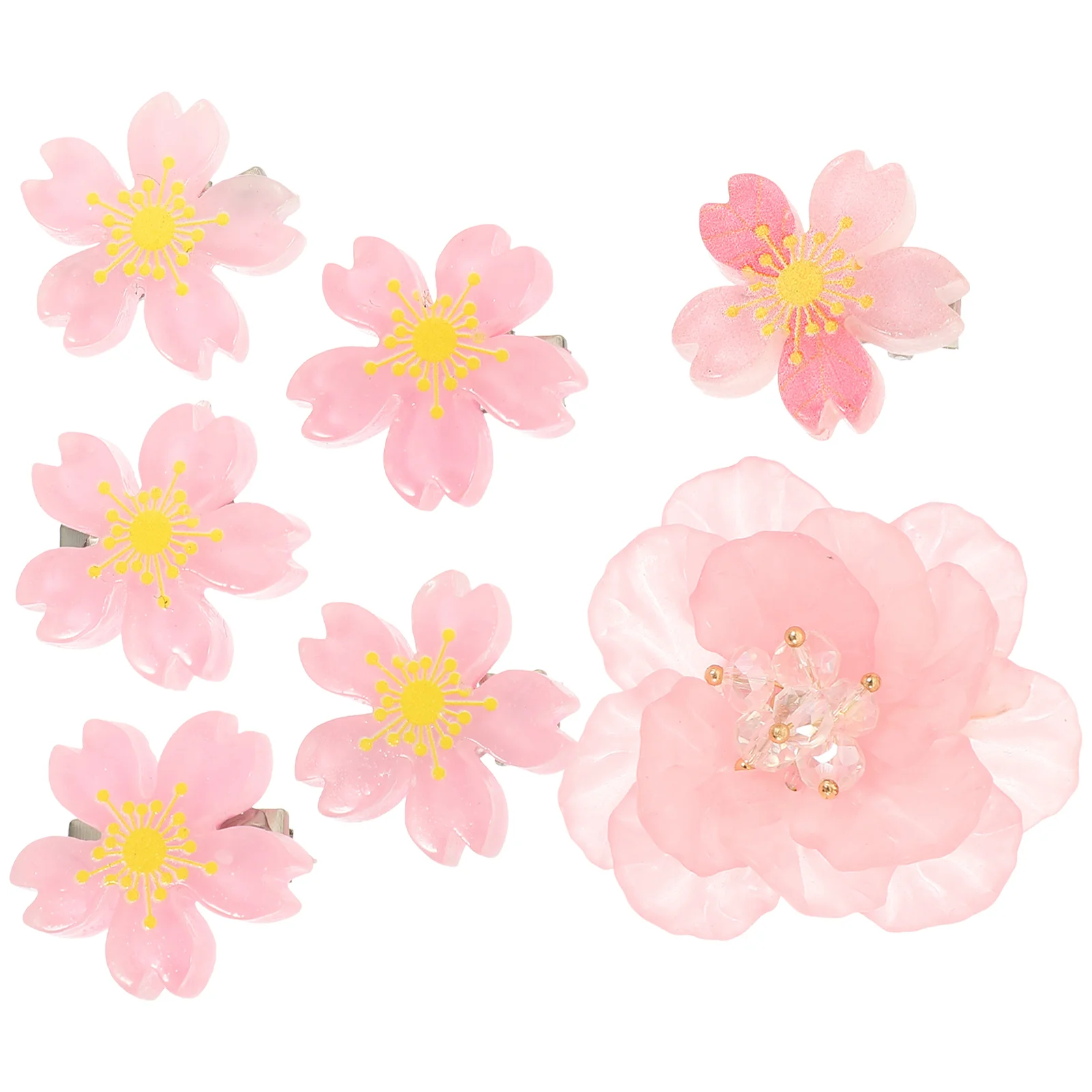 

7 Pcs Cherry Blossom Hairpin Flower Clips for Childrens Flowers Resin Kids Miss