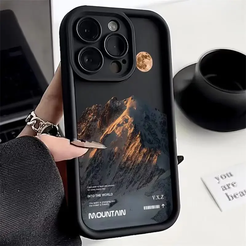 Shockproof Pink Sunset Mountain Phone Case - Natural Scenery Soft Cover