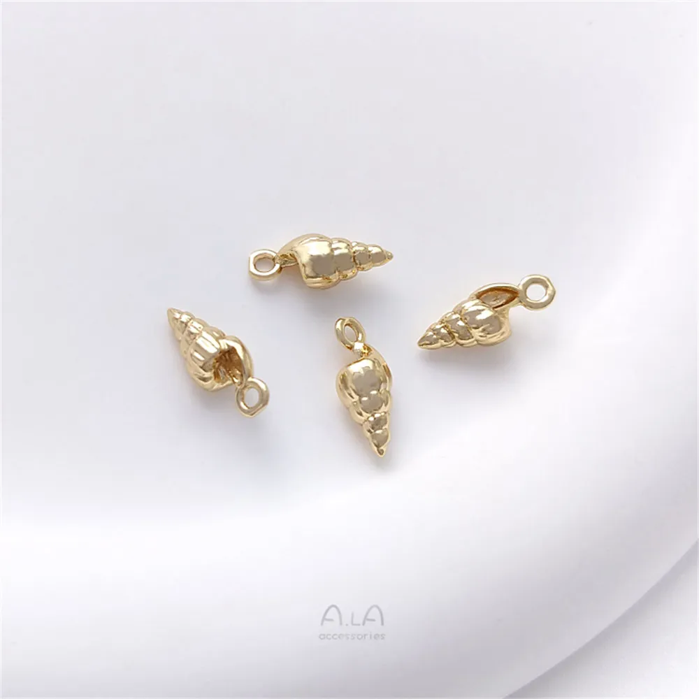 14K 골드 포장 바다 생물 조가비 가리비 불가사리 고래 펜던트 수제 DIY 팔찌 귀 보석 펜던트