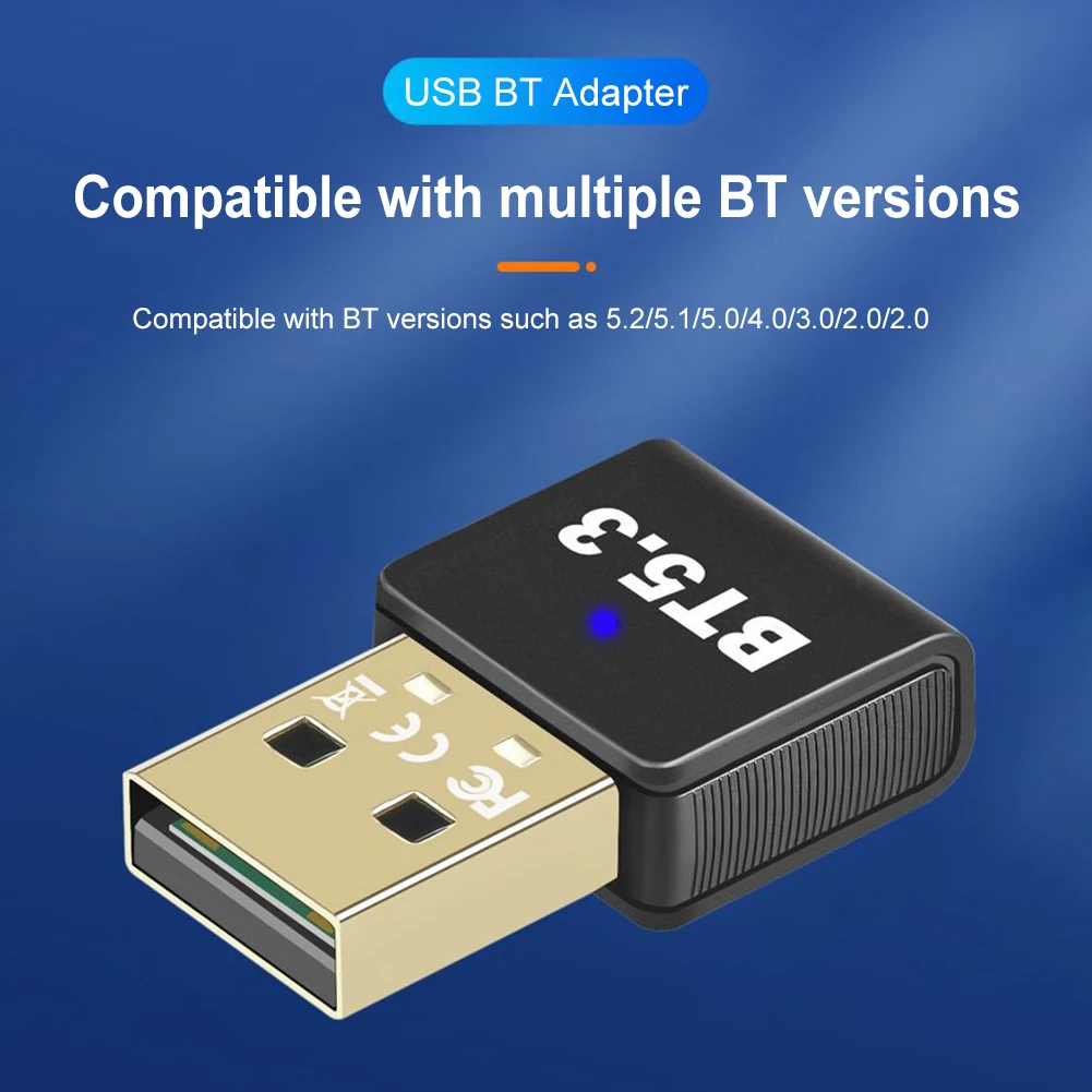 휴대용 USB 블루투스 호환 5.3 어댑터, 드라이버 프리 무선 USB 어댑터, 오디오 비디오 변속기 무선 송신기