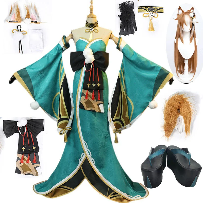 

Miss Hina Cosplay Genshin Impact Gorou Cosplay Costume Anime Sexy Women Kimono Dress Shoes Tail Wig Halloween Costume For Women