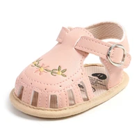 2024 Newborn Baby Girl Sandals Summer Embroidered Leisure Comfortable Lightweight Floral Soft Sole Wrap Toe Sandals For 0-18M 6