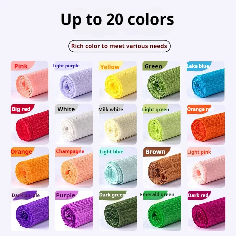 50x250cm Crepe Paper Colored Roll Origami Crinkled Crepe Paper Craft DIY Flowers Decoration Gift Wrapping Thickened Paper Craft - 3