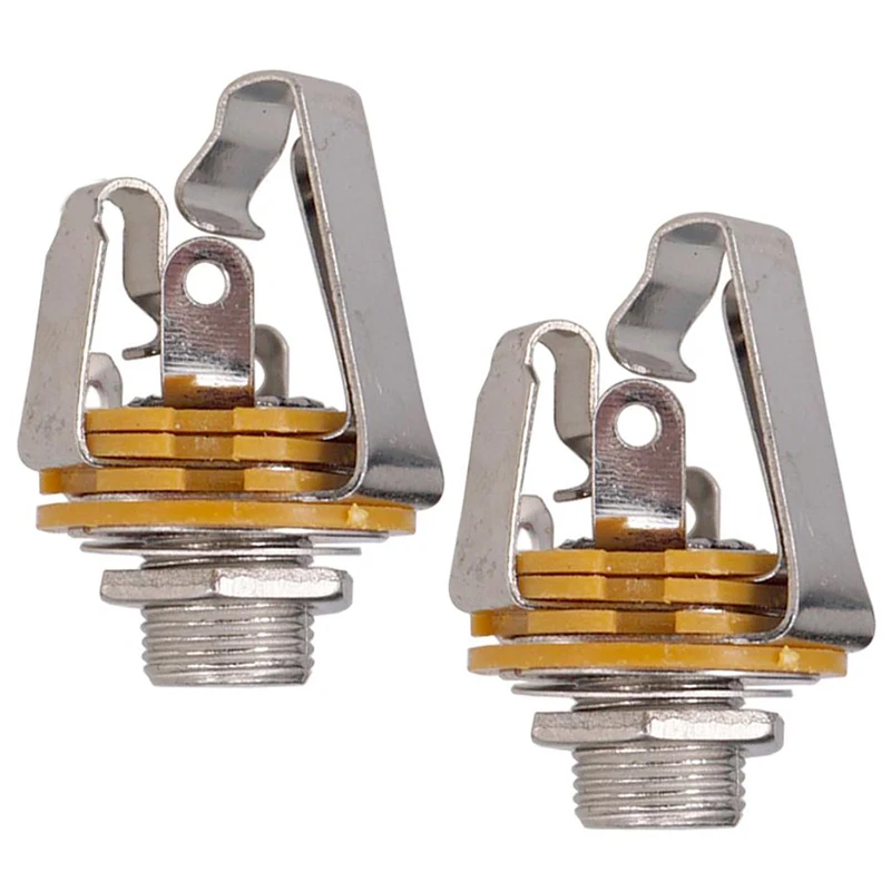 2Pcs 1/4 inch 6.35Mm Stereo Input Jack Plug Socket For Electric Guitar Bass Guitar Pickup Output Jack Parts