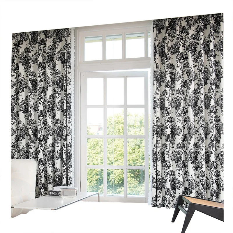 French Korean Retro Curtains for Living Room Bedroom Chenille Small Floral Splicing Ruffled Two Lace Blackout Jacquard Grace