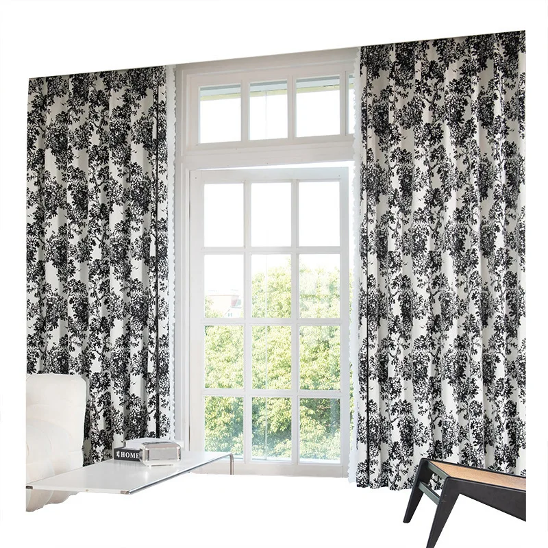 Cortinas Retro francesas coreanas para sala de estar, dormitorio de chenilla, empalme Floral pequeño con volantes, dos encajes opacos, Jacquard Grace