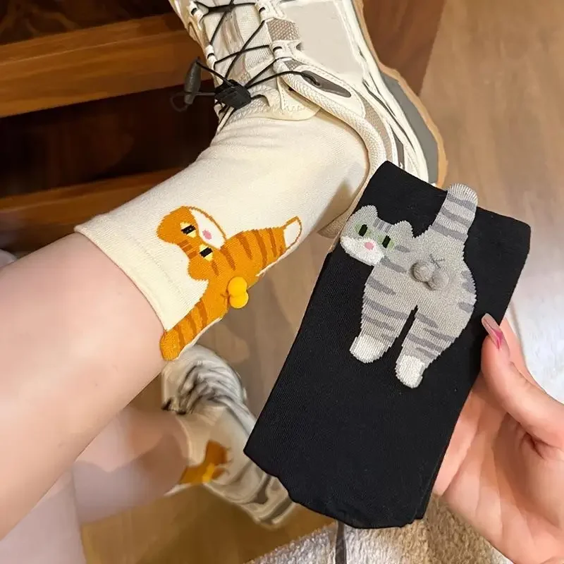 Katzensocken für Damen und Herren, Weihnachtsgeschenk, Neuheit, lustige Socken, süße Katzensocke mit Kugeln, bestes Geschenk für Paar, Katzenliebhaber – Detail 3
