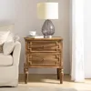 Nightstand with Charging Station, Farmhouse 24” Wide End Table with 2-Drawer & Wooden Legs, Vintage Tall Side Table, Walnut 5