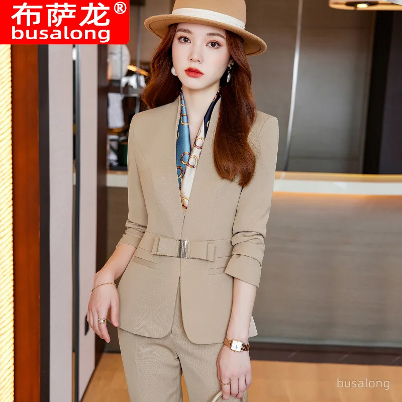 1806 Business Suit Hotel Front Desk Business Formal Wear Autumn and Winter Interview Suit Work Clothes Manager Work Clothes Purp