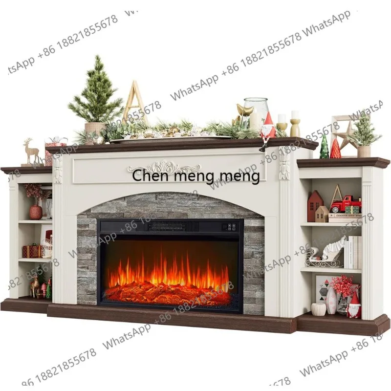 เตาผิงไฟฟ้า 80 นิ้ว พร้อมชั้นวาง วางทีวีได้ถึงขนาด 90 นิ้ว, เครื่องทำความร้อนแบบฝัง 30 นิ้ว, ศูนย์รวมความบันเทิงสำหรับห้องนั่งเล่นและห้องนอน 1