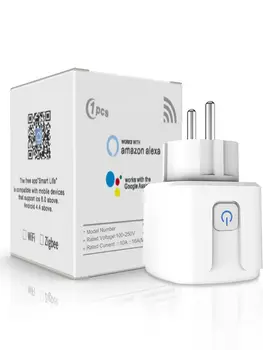 Tuya 16A 20A ЕС умная розетка WiFi умная вилка с функцией контроля мощности Функция синхронизации Голосовое управление Alexa Google Assitant