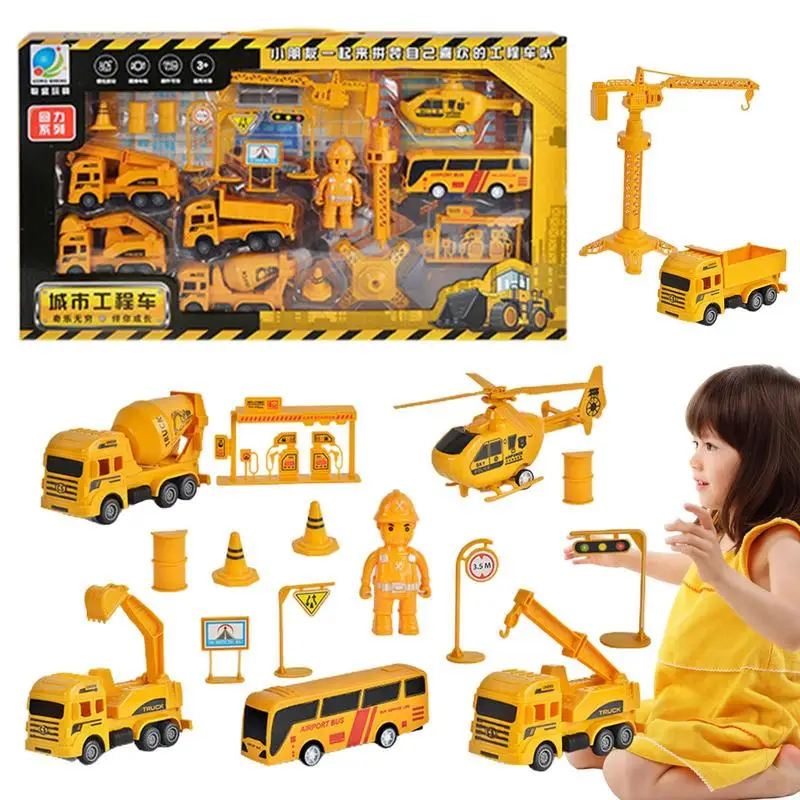 18pcs Engineering Vehicle Toys Construction Excavator Tractor Bulldozer Fire Truck Models Kids Toy Car Boys Toys tractor diy model construction excavator bulldozer models fire truck model engineering car model car model toy construction toy