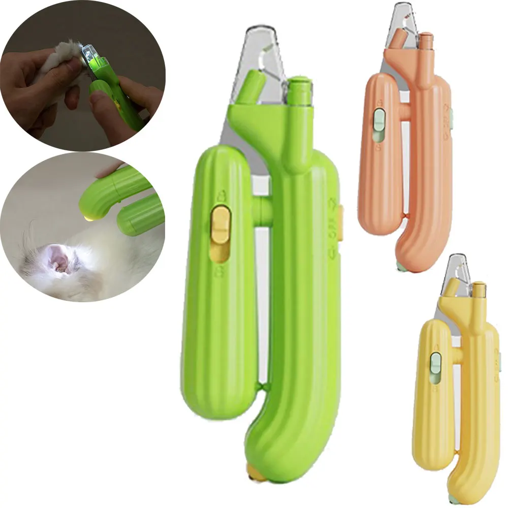 

Cactus Nail Clipper LED Pet Nail Clippers Professional Cats Claw Blood Line Scissors Dog Nail Trimmer Grooming Cutter Pet Supply