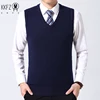 2024 Autumn Winter New Men's Solid Color V-neck Knitted Vest Casual Fashion Warm Sweater Versatile Top 1