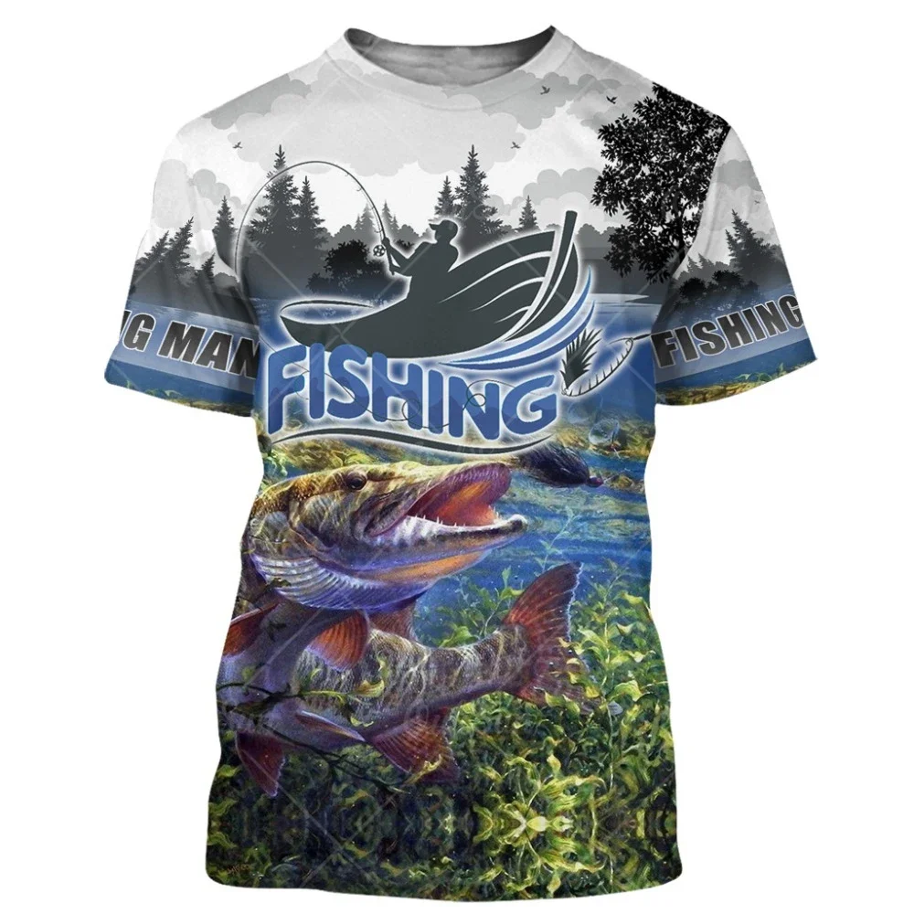 New Summer Tide Go Fishing Pattern Men T-Shirts Casual 3D Print