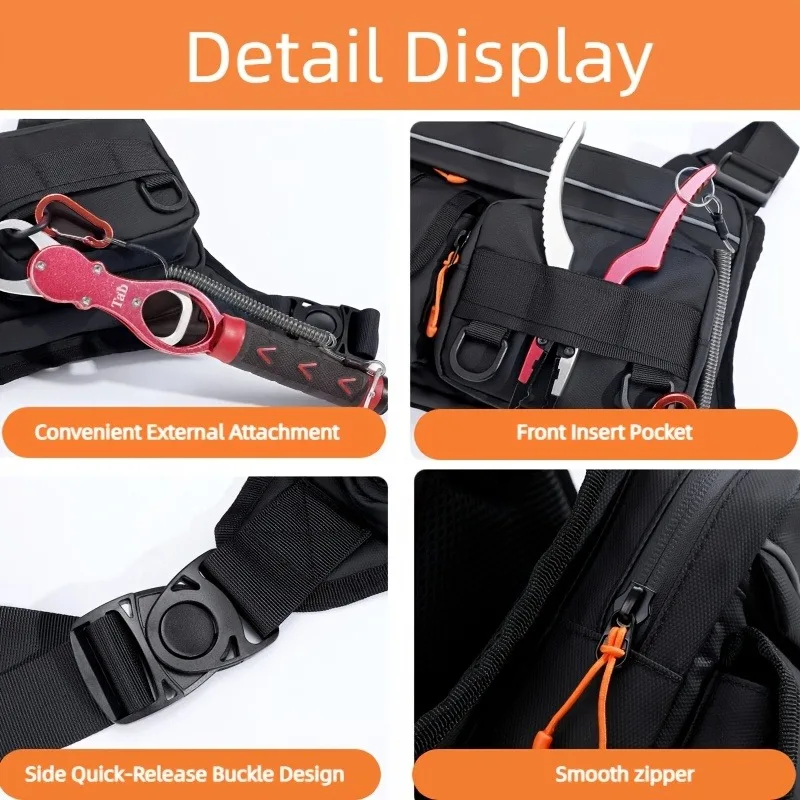 Borsa da petto da uomo e borsa da moto, borsa tattica resistente e leggera, gilet per corsa ed escursioni - immagine 5
