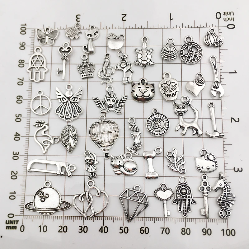 300pcs/Lot Zinc Alloy Tibetan Silver Mix Charms Animal Pendant for DIYNecklace Bracelet Vintage Jewelry Making Craft Accessories