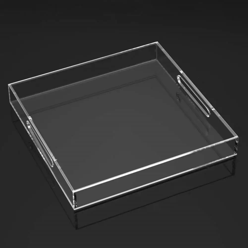 Jewelry Storage Tray with Handle Clear Acrylic Cosmetic Tray Earrings Necklaces Display Collectible Toiletry Jewelry Plate