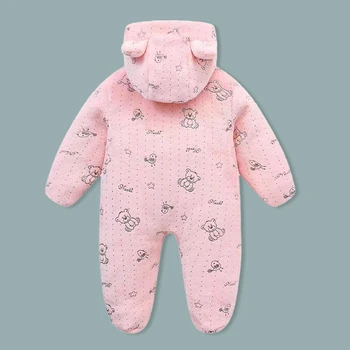 AYNIGIELL-جمبسوت بغطاء رأس للفتيات والأولاد حديثي الولادة ، بدلة زحف قطنية كرتونية ، ملابس دافئة ، خريف وشتاء 6