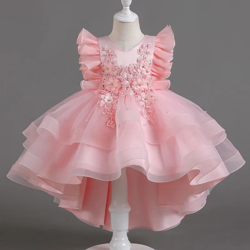 

Girls from 6 to 8 10 14 Age Ceremony Dresses for Wedding Party Women Long Elegant Feast Evening Fluffy Pink Dress Kids Clothes