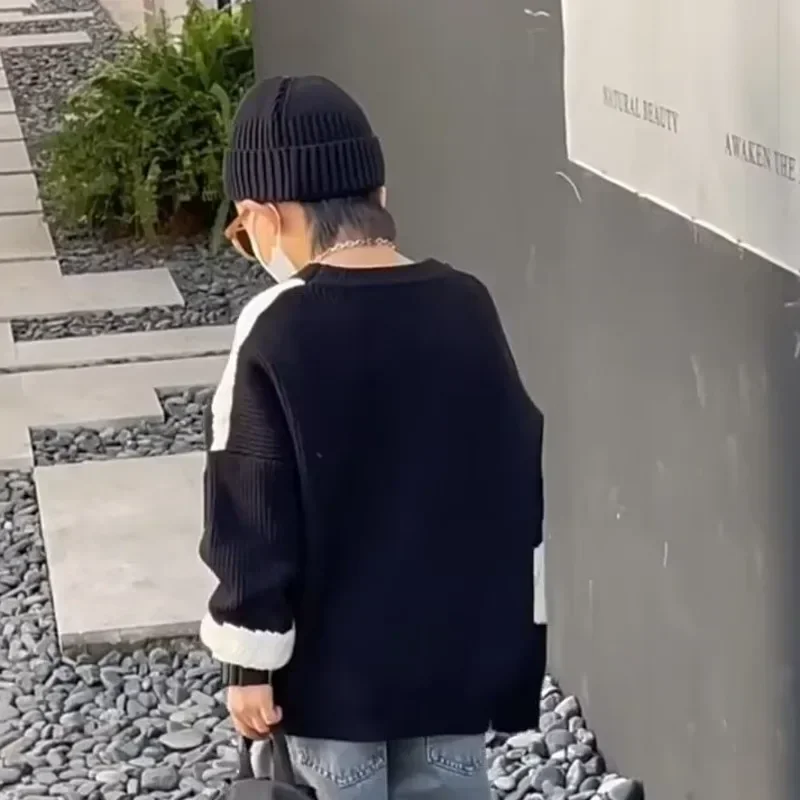 아동용 스웨터 가을 스타일 중소 학교 아동용 봄 탑 유행 소년 니트 봄 얇은 스타일