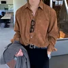 Men's Corduroy Shirt Long Sleeve Casual Loose Korean Style Autumn Fashion Outerwear for Couples Vintage Japanese Style