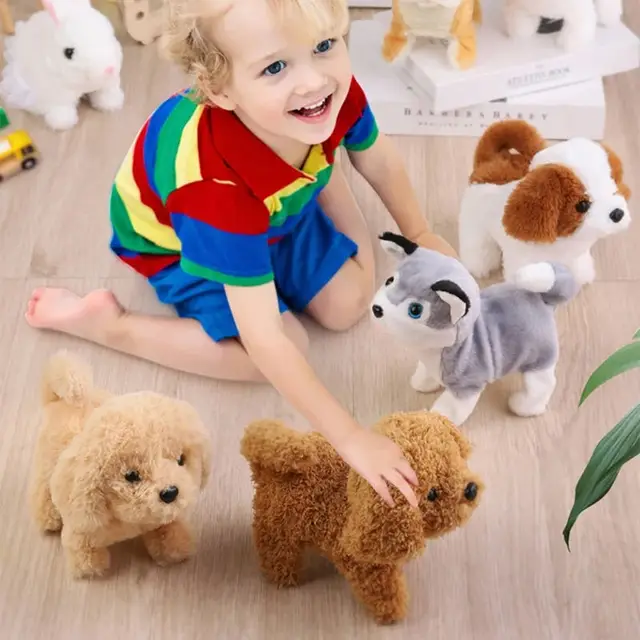 Baby Toy Dogs That Walks and Barks Tail Wagging Plush Interactive Electronic Pets Puppy Montessori Toys for Girls Toddlers Kids