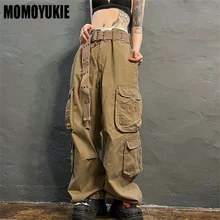 Harajuku Y2K  Streetwear Summer High Waist Women's Wide Leg Cargo Pants for Women Baggy Pants Woman Trousers Pockets