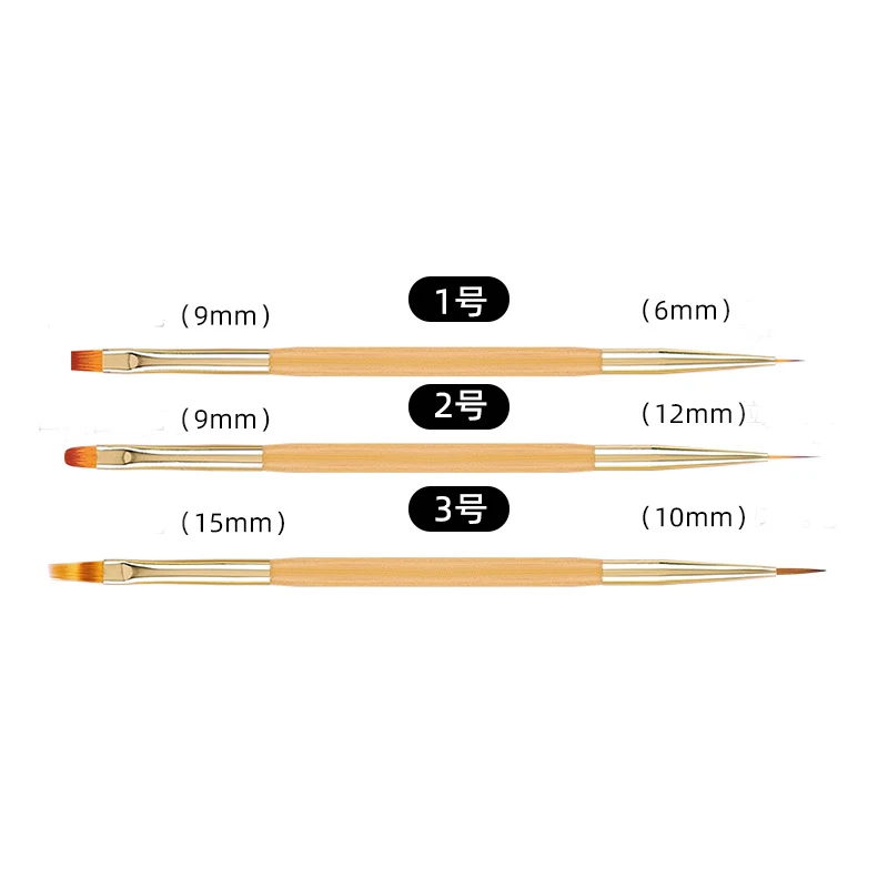 1/3Pcs Double Sided Bamboo Nail Brush Gel Brush For Manicure UV Gel Extension Pen For Nail Polish Painting Drawing Brush Tools 4