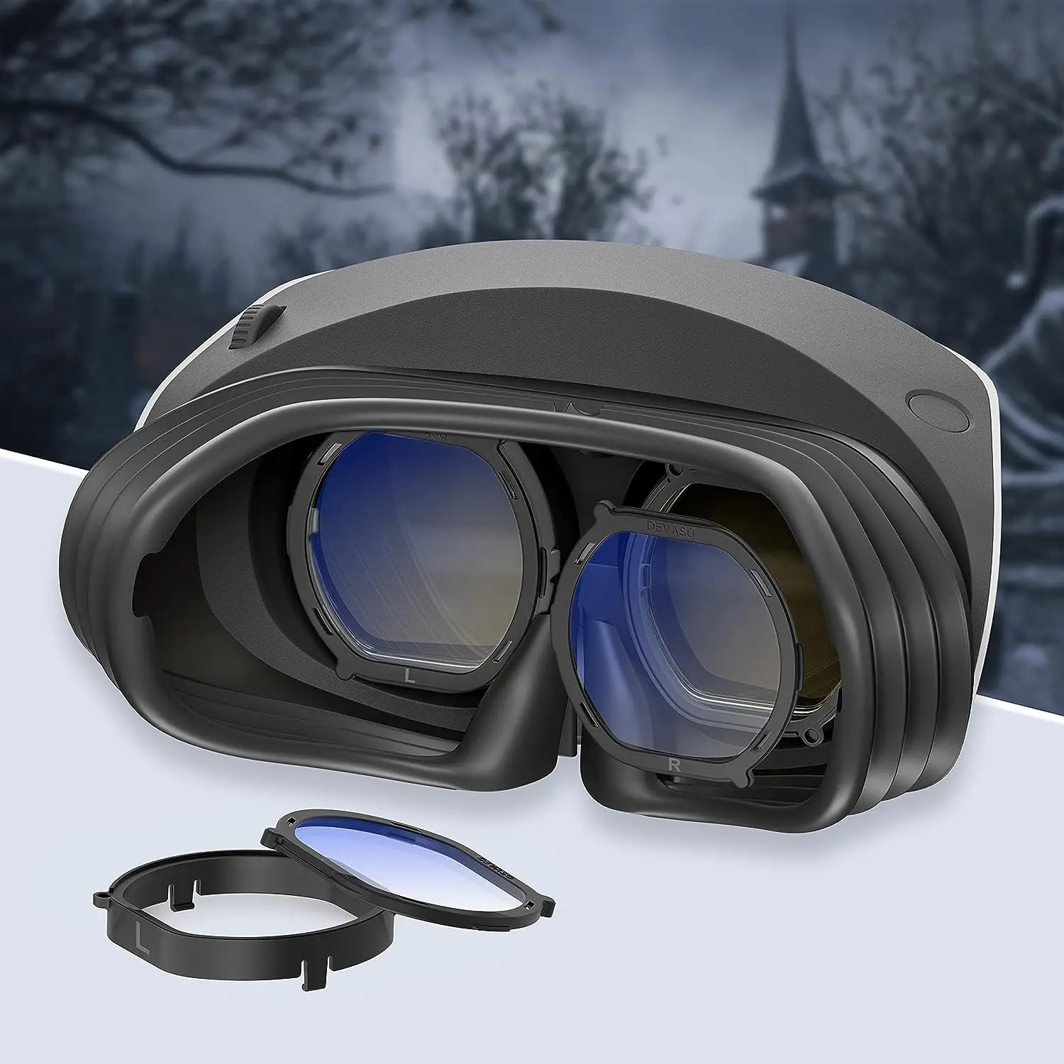 Montatura Magnetica Per Lenti VR Meta/Oculus Quest 3 – Protezione Antigraffio Con Lenti Blu, Distanziatore Per Occhiali, Facile Installazione