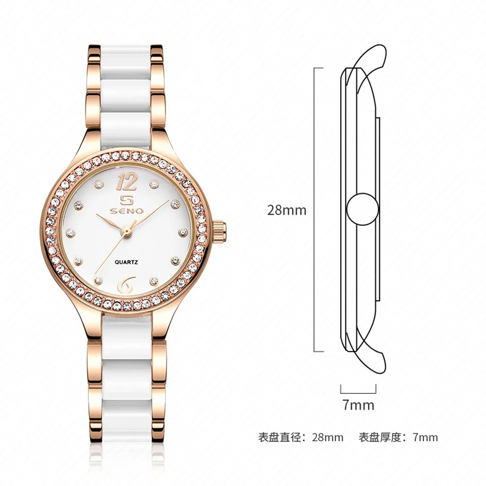 MAYZHISU Luxury Women's Quartz Watch with Alloy Ceramic Strap Waterproof Fashion Lady's Wristwatch for Women Female Clock Gifts