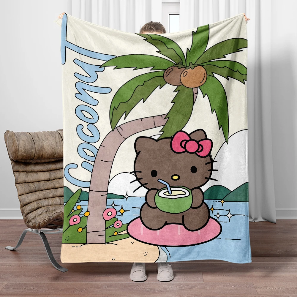 

Cute helloktty Blanket- Lightweight Flannel Throw for Sofa, Bed, Travel, Camping, Livingroom, Chair, and Bed，blankets
