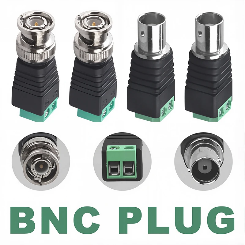 5/20/100PCS BNC Male and Female Plug Screw Terminal Connector To Cat5e Adapter Connectors and Solderless Video Balun Connector 1