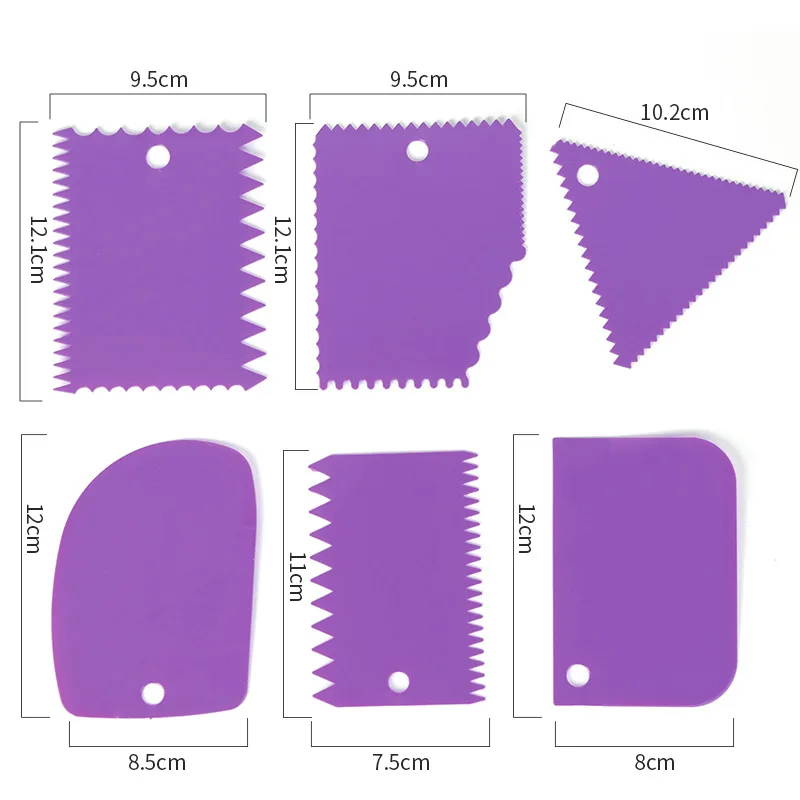 Set 8 Pettini E Raschietti Per Decorazione Torte - Acrilico, Silicone E Plastica Con Bordi Striati E Frastagliati - Attrezzi Fai Da Te Per Glassa, Crema E Impasto