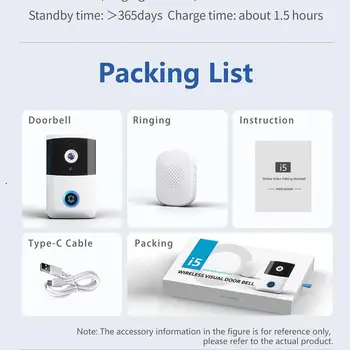 Wireless Video Doorbell Visual Doorbells Smart Doorbell Camera Simple And High Definition Smart Doorbell Camera For Indoor And 4