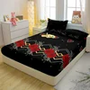 1 Simple Modern Plant Flower Printed Matte Fitted Sheet, Bedroom Printed Bed Cover, Bedding (Excluding Pillowcases) 2
