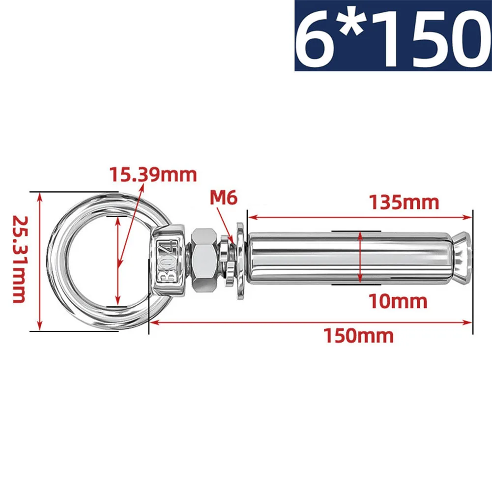 1 Stück 304 Edelstahl Expansionsschrauben mit Ringhaken Anker Beton Expansion Ringschraube Expansionsschrauben 50–150 mm Schraubenlänge – Detail 8
