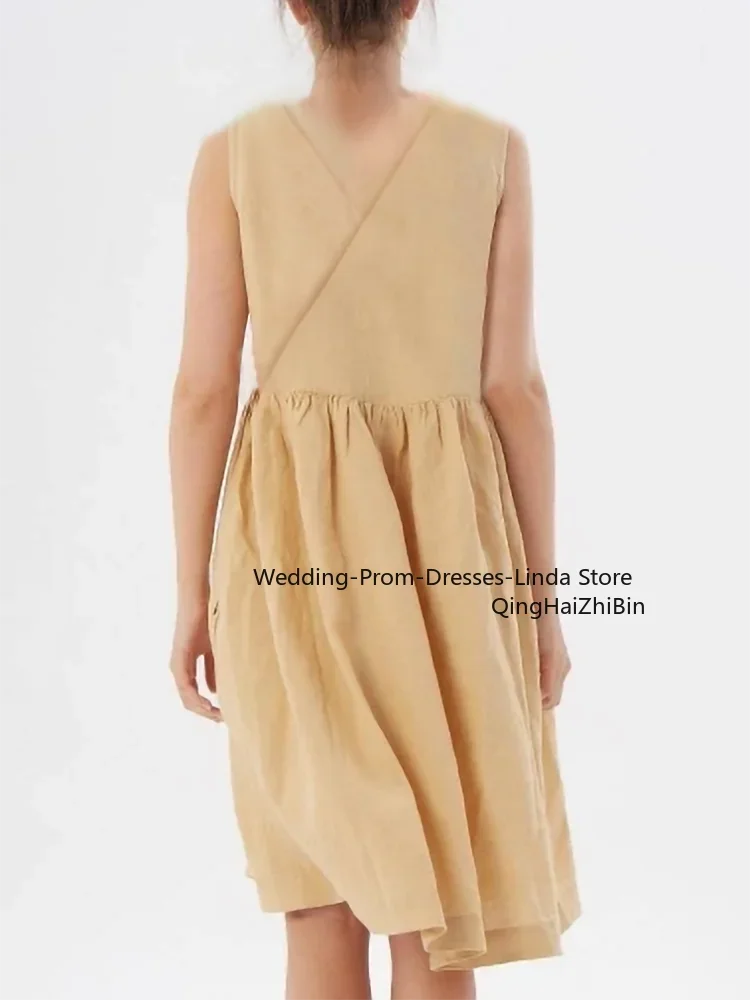 Gold Loose Version O-Neck Knee-length Cocktail Dress Evening