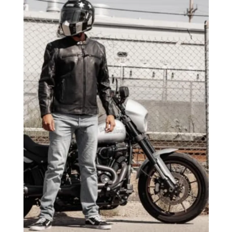 mens black leather jacket