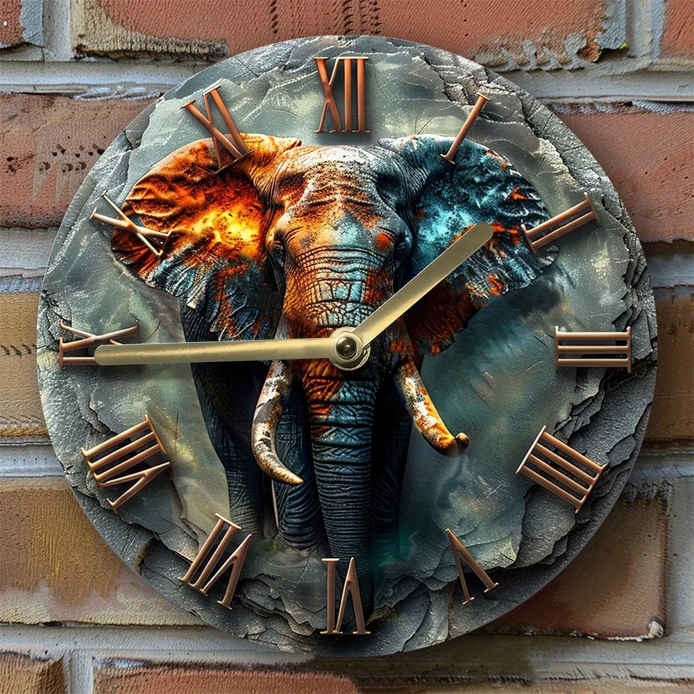 Colorful Aluminum Silent Elephant Wall Clock