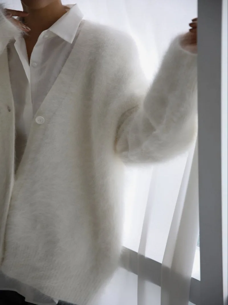 Knitted Cardigan Women V Nekc Loose Long Sleeve Casual Sweater Female 2025 Autumn Winter New Fashion Cardigans Ladies