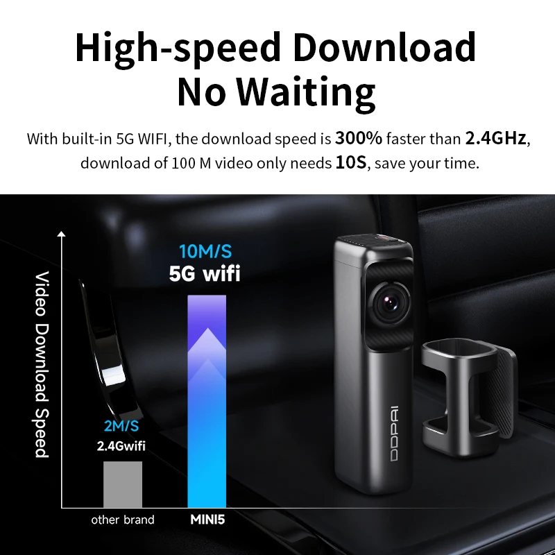 DDPAI-Dash Cam Mini 5, 4K, 2160P, HD DVR, Câmera do carro, Câmera escondida, Android, Wi-Fi, Auto Drive, Gravador de vídeo veicular